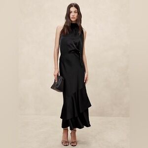 Banana Republic Factory Satin Tiered Maxi Skirt Size M